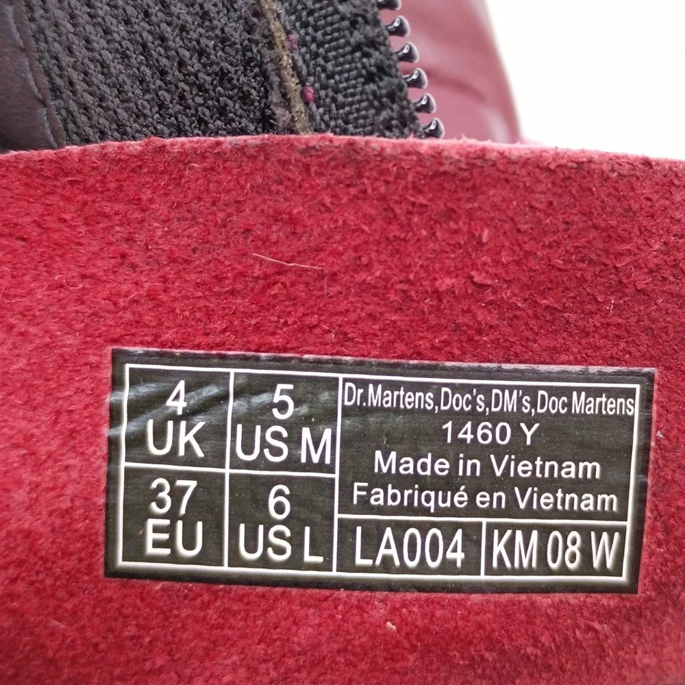 Dr. Martens Boots Womens Size 6 Cherry Red Leather Side Zip 1460Y